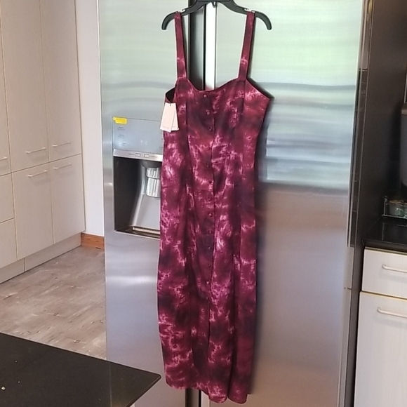💕CINQ A SEPT💕 Tie Dye Alexa Satin Midi Dress - Picture 12 of 16